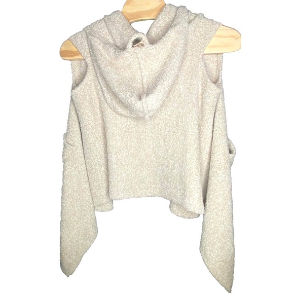 Soft Surroundings Women's One size cream/gray Open Vest lagenlook pockets fuzzy - Picture 5 of 5